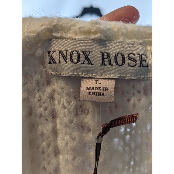 Knox Rose Fair Isle Sweater Mock Turtleneck Ivory L Knit Drop Shoulders Pullover - Picture 5 of 9